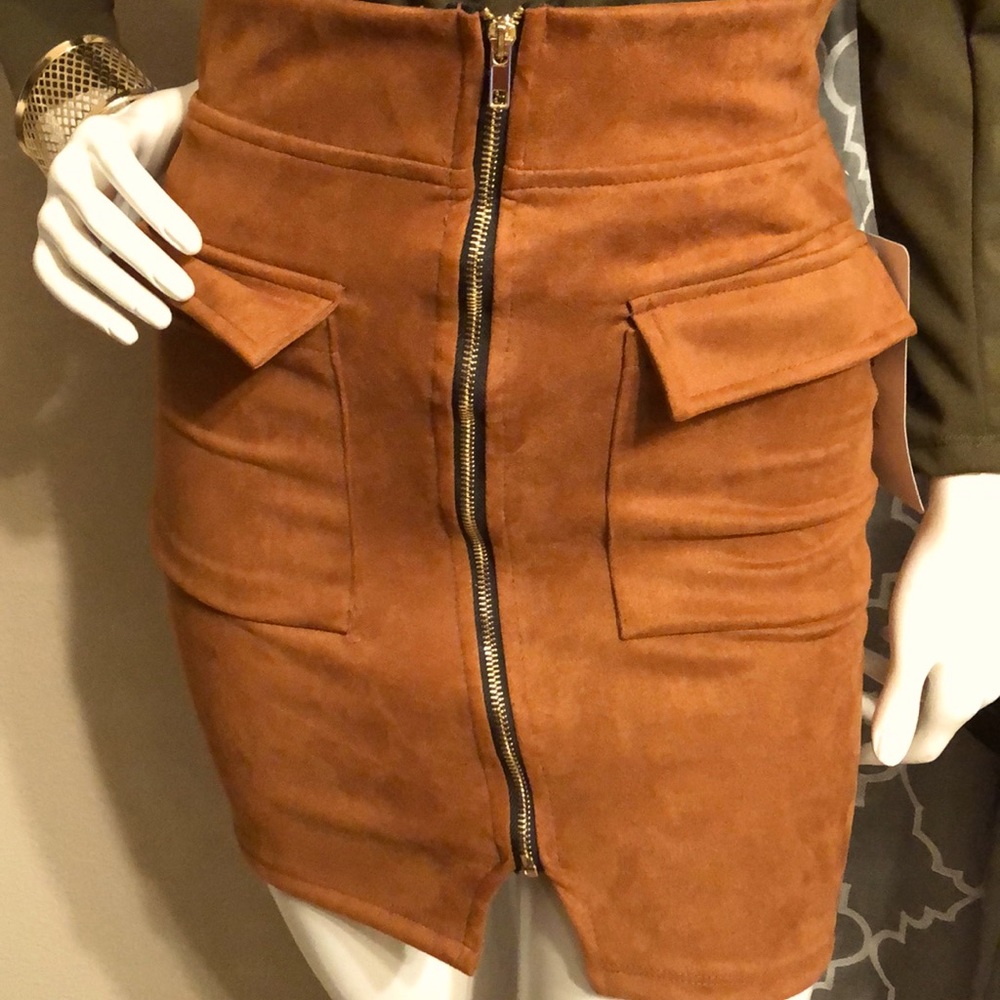 Suede tan midi skirt